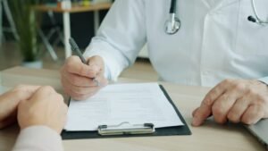 Man speaking with a healthcare professional about erectile dysfunction